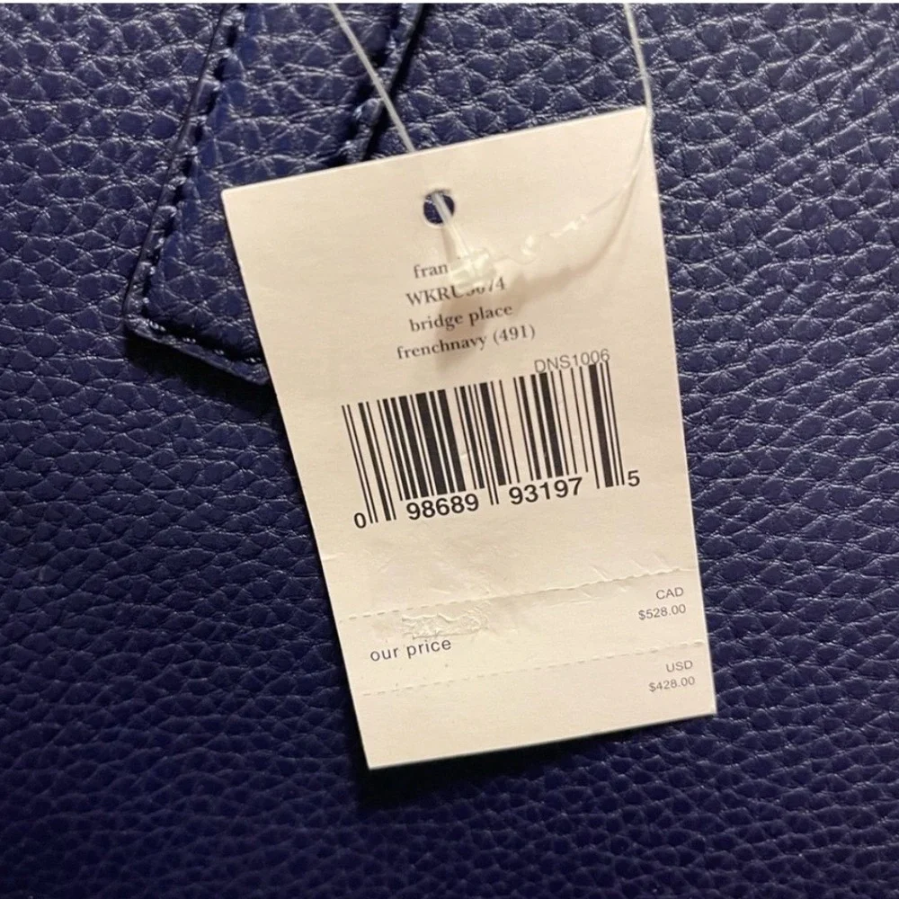 Kate Spade NY Bridge Place Francesca Large Tote French Navy Pebbled Leather NEW